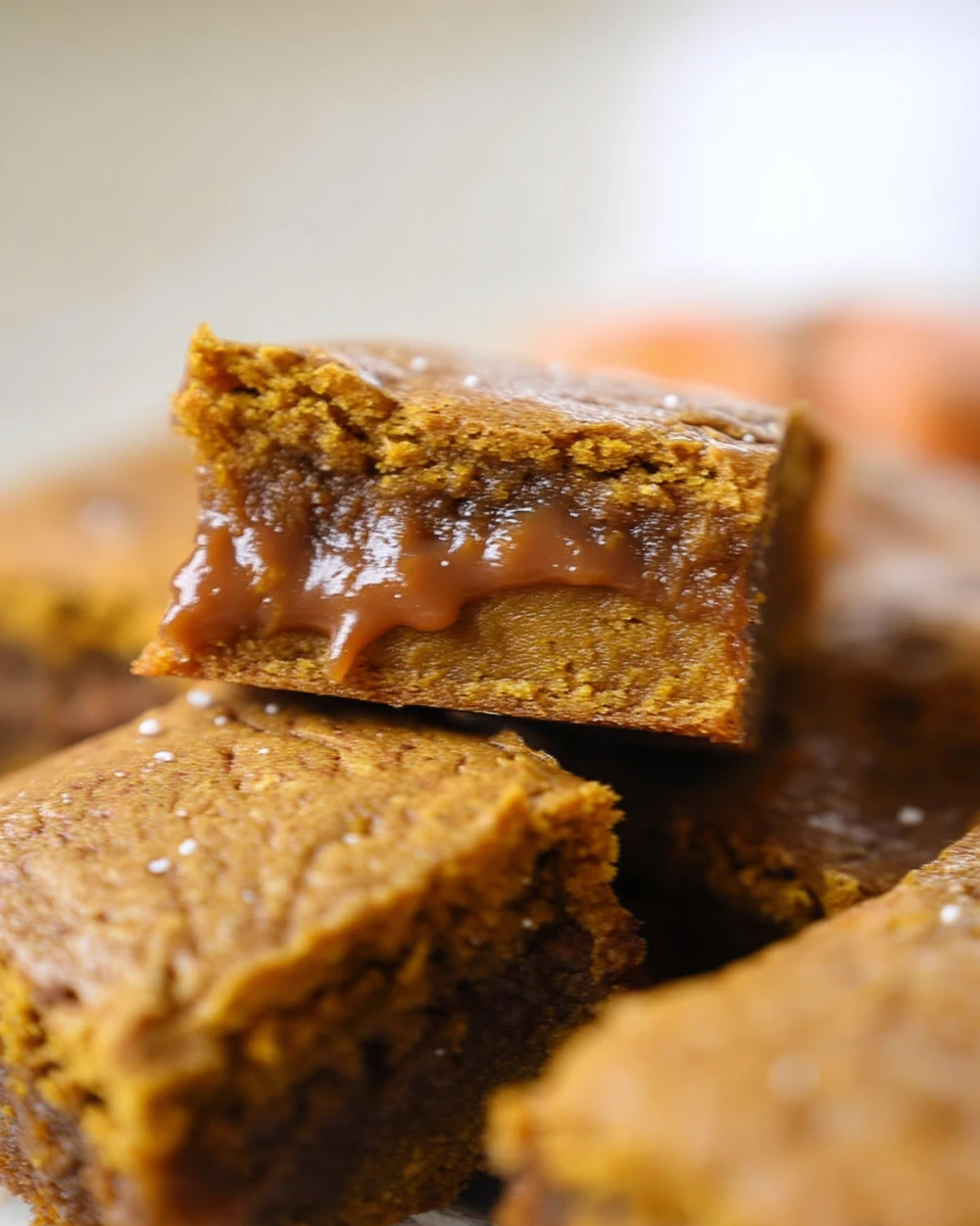 Caramel Filled Pumpkin Blondies