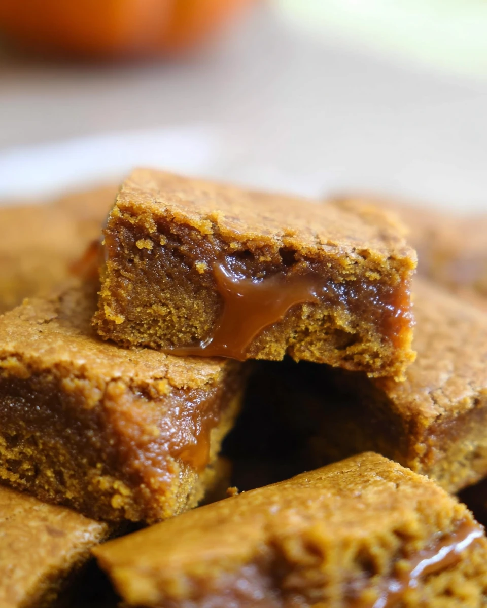 Caramel Filled Pumpkin Blondies
