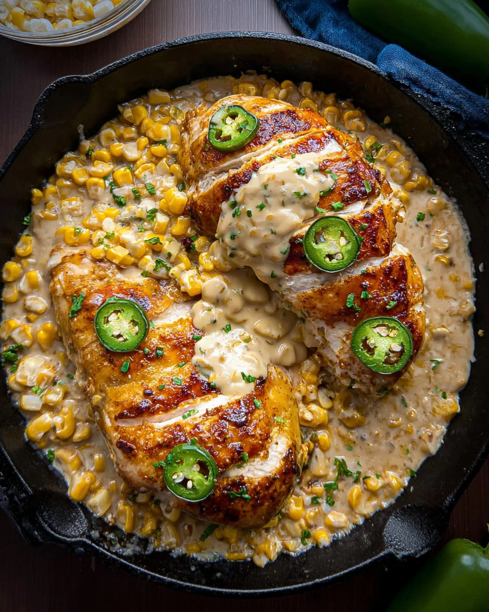 Cheesy Jalapeno Stuffed Chicken With Creamed Corn