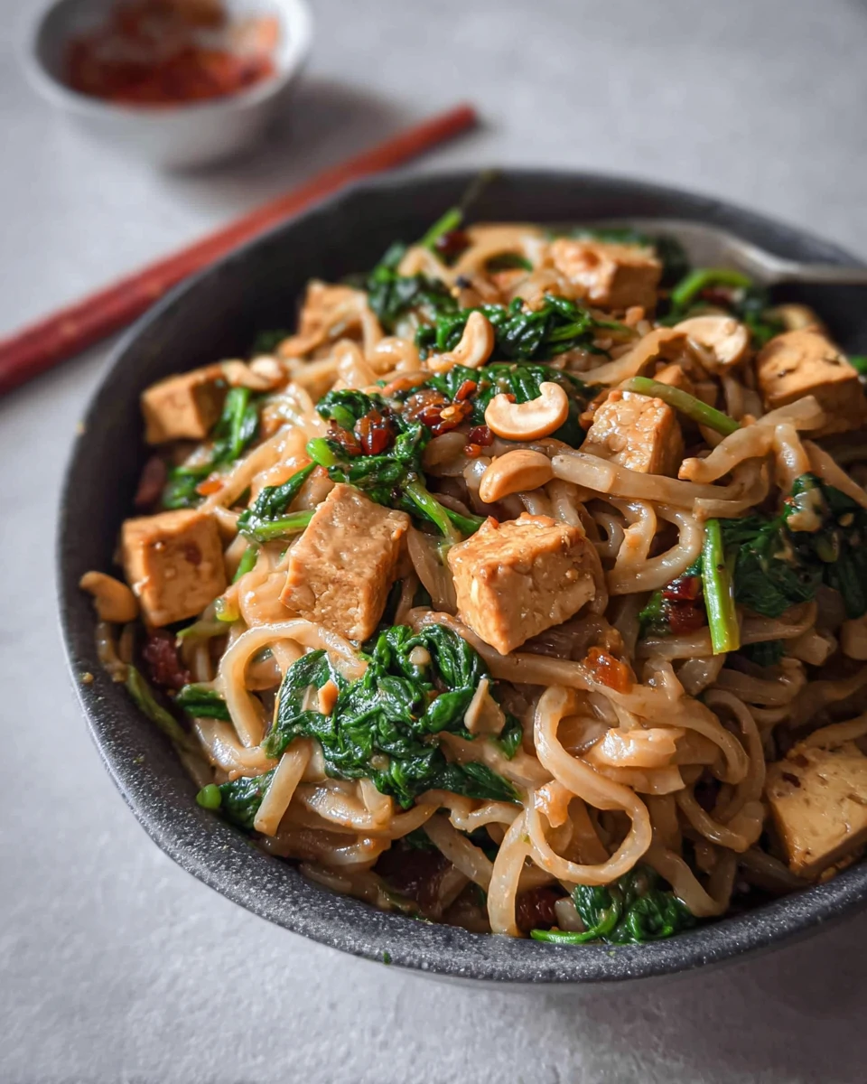 Saucy Tofu Noodles With Spinach