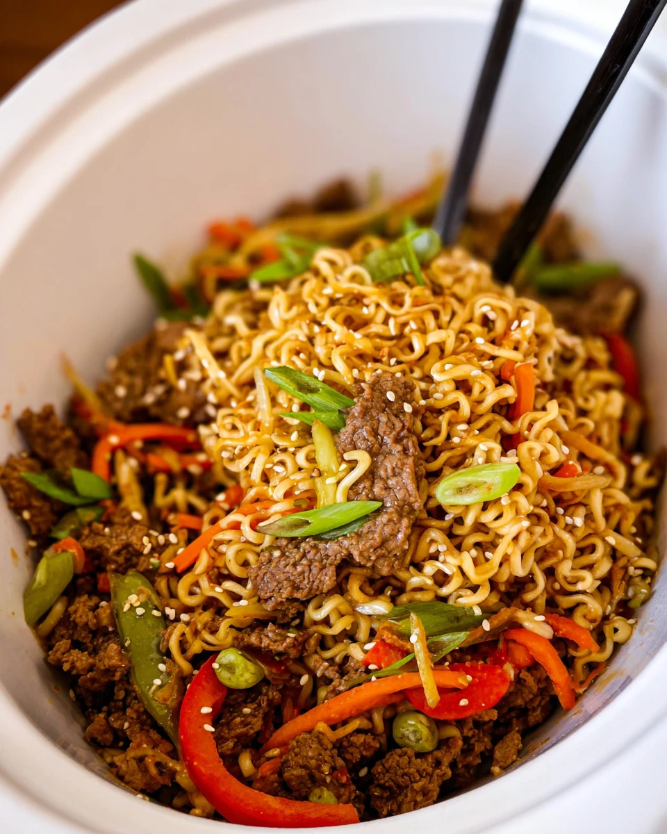 Slow Cooker Beef And Ramen Noodles