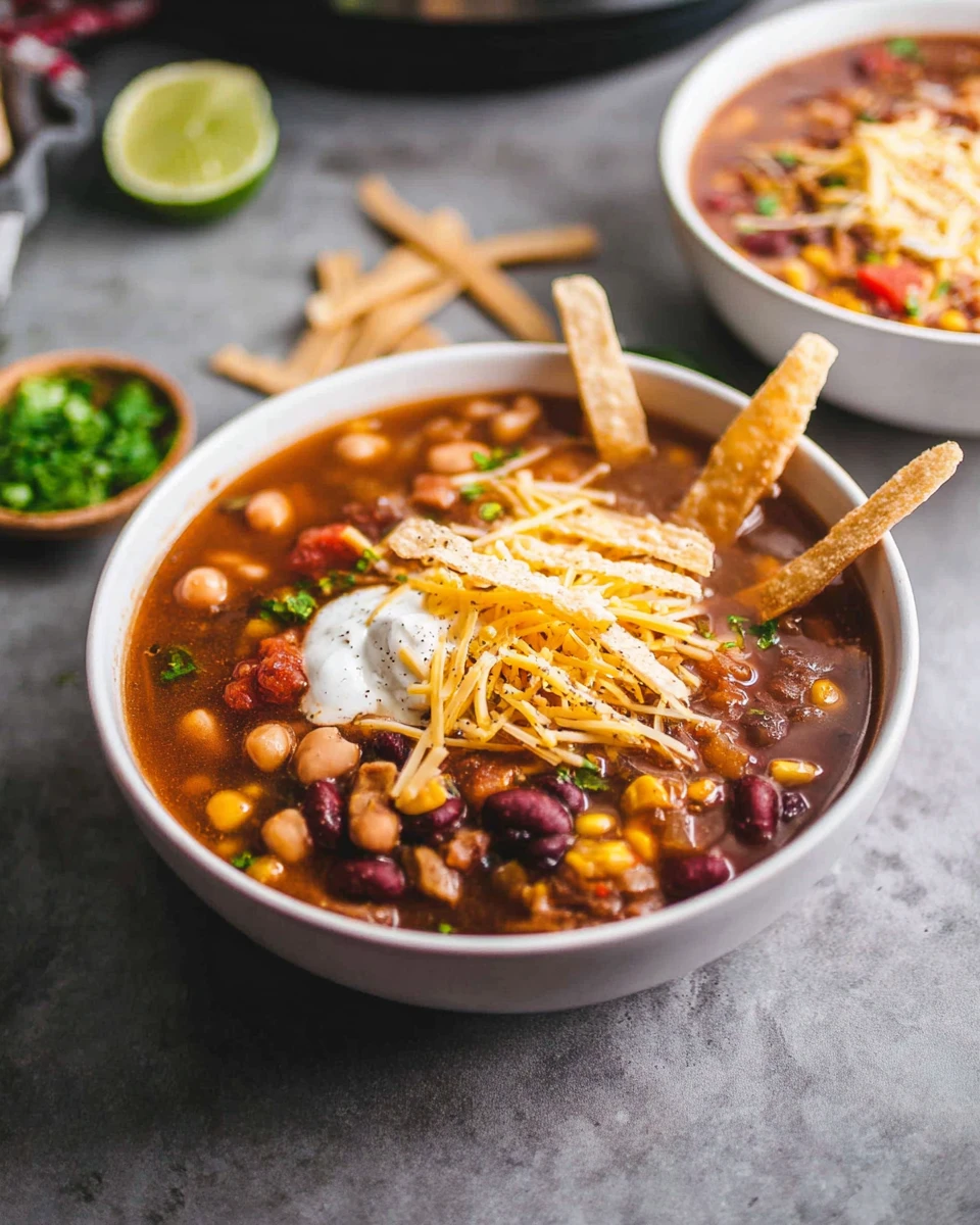 Slow Cooker Three Bean Taco Soup