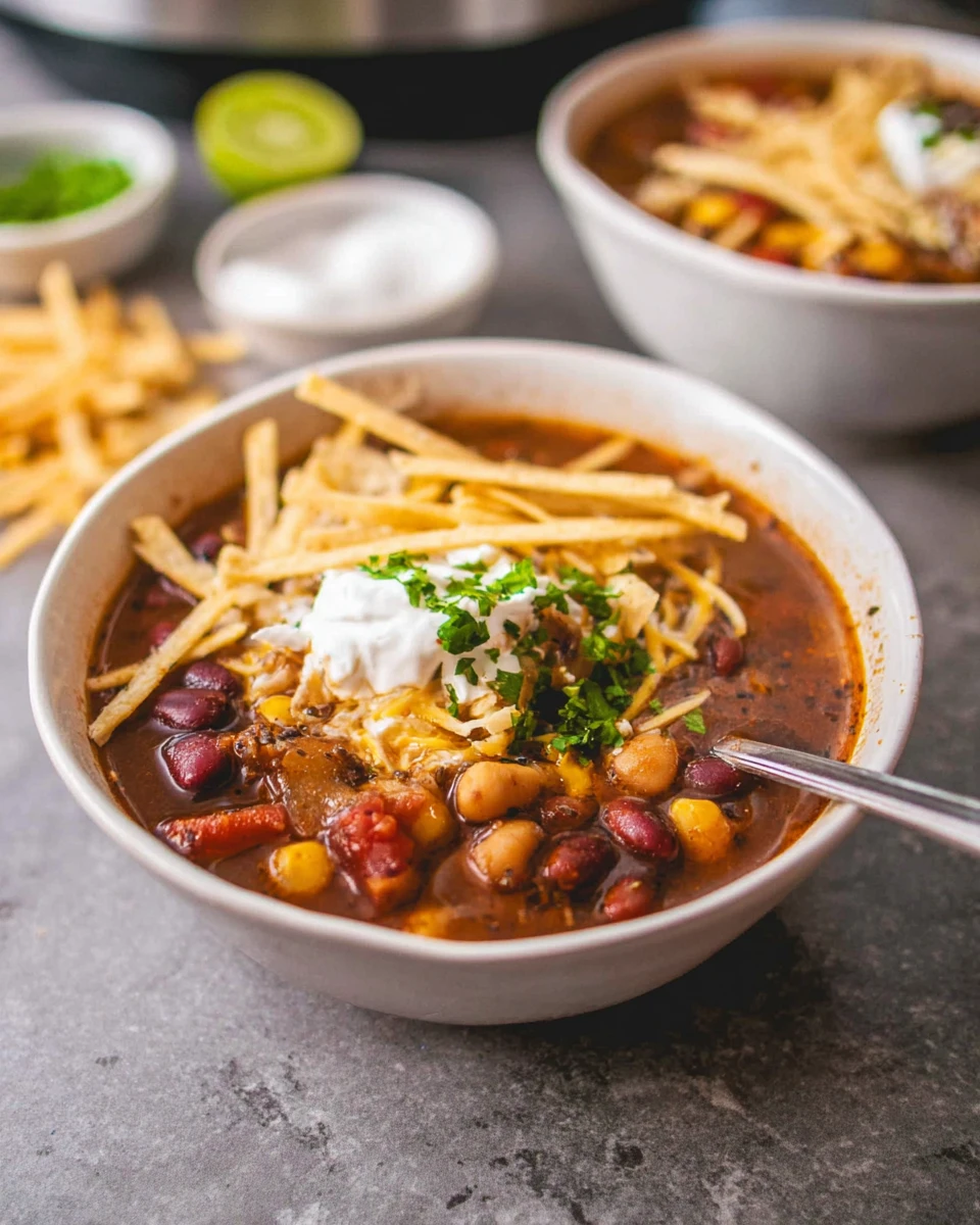 Slow Cooker Three Bean Taco Soup