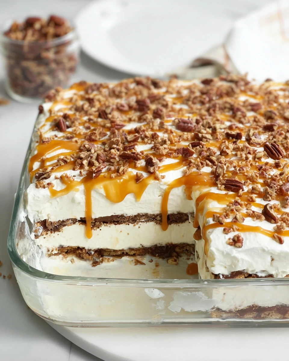 Caramel Pecan Ice Cream Sandwich Cake