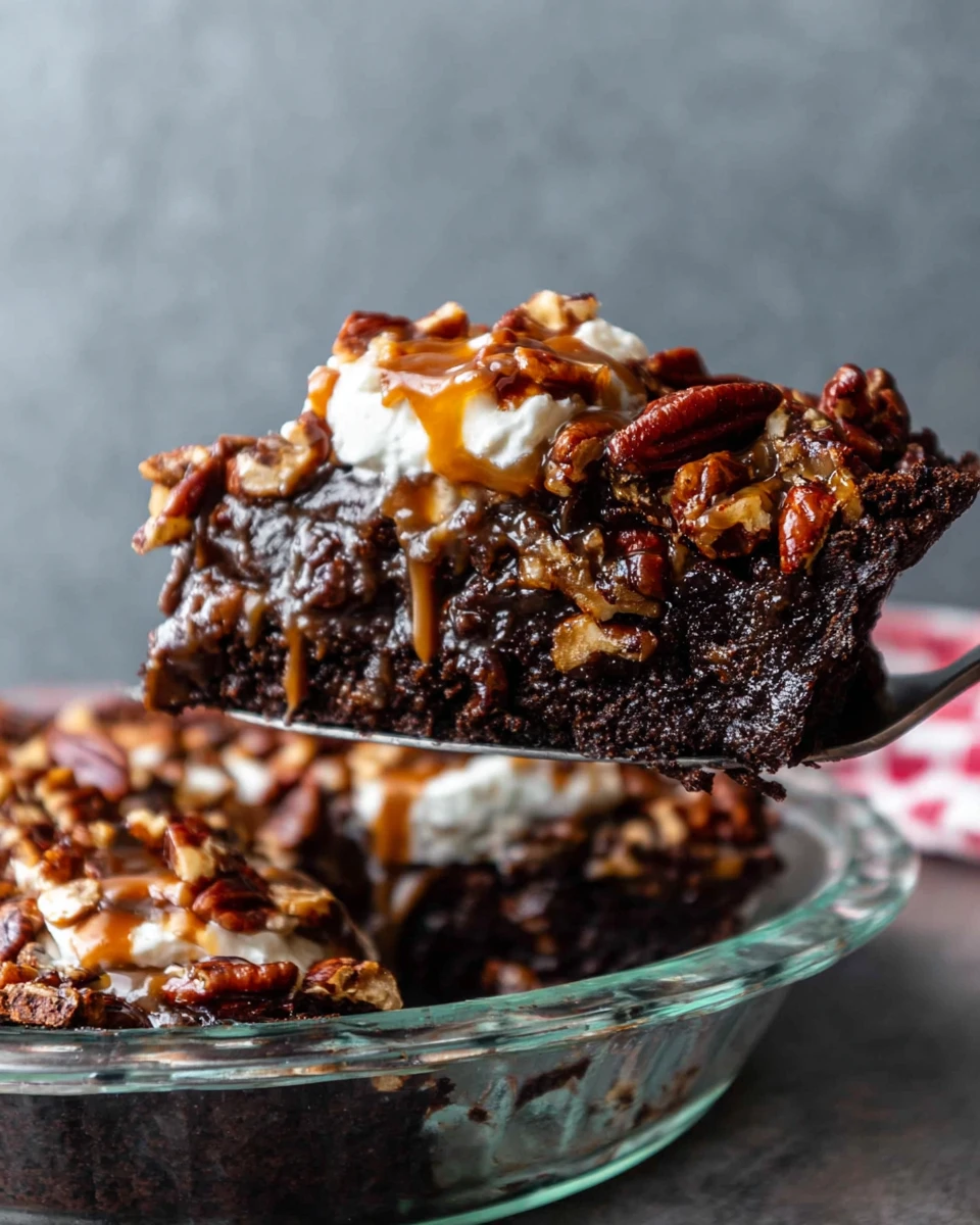 Caramel Turtle Brownie Pie