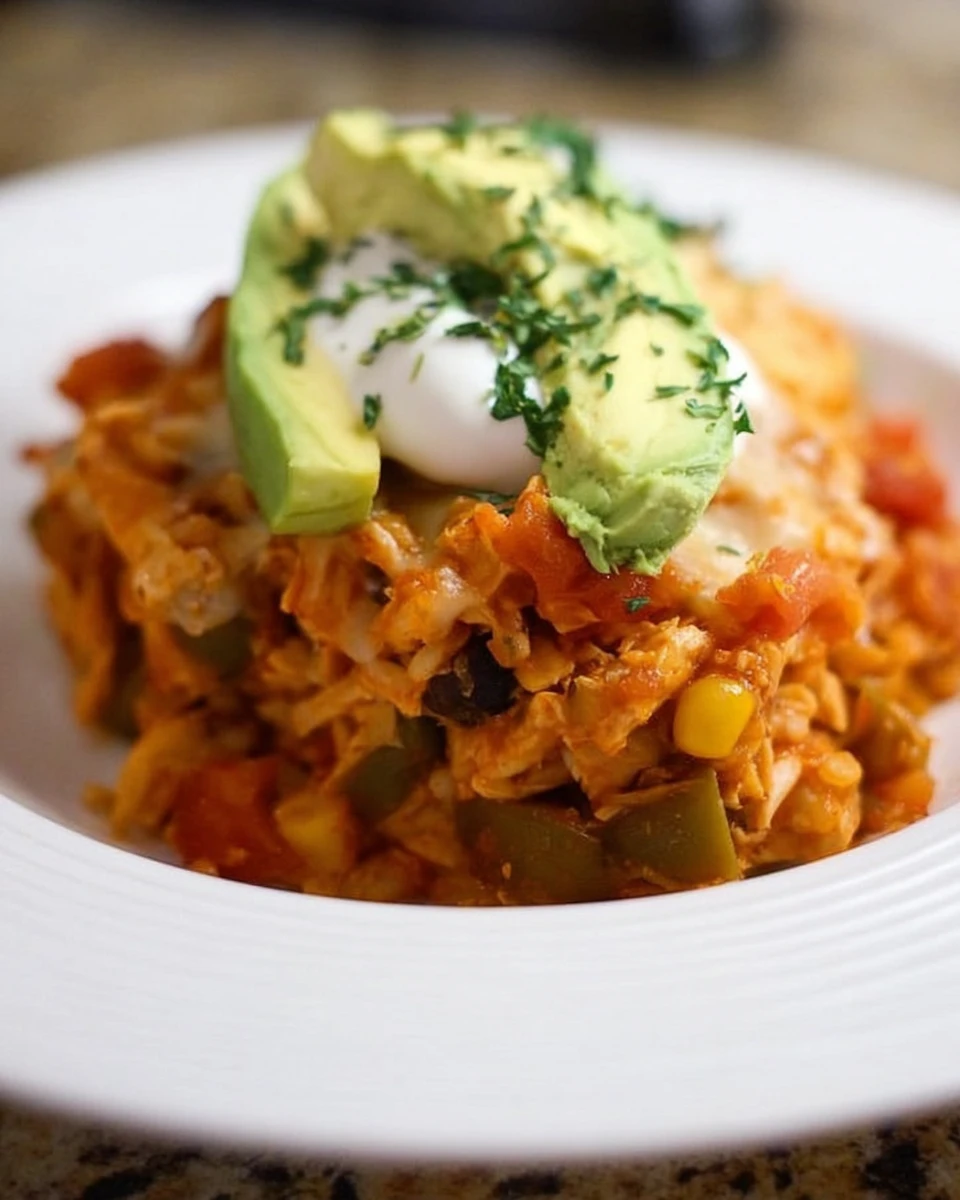 Crockpot Chicken Enchilada Casserole