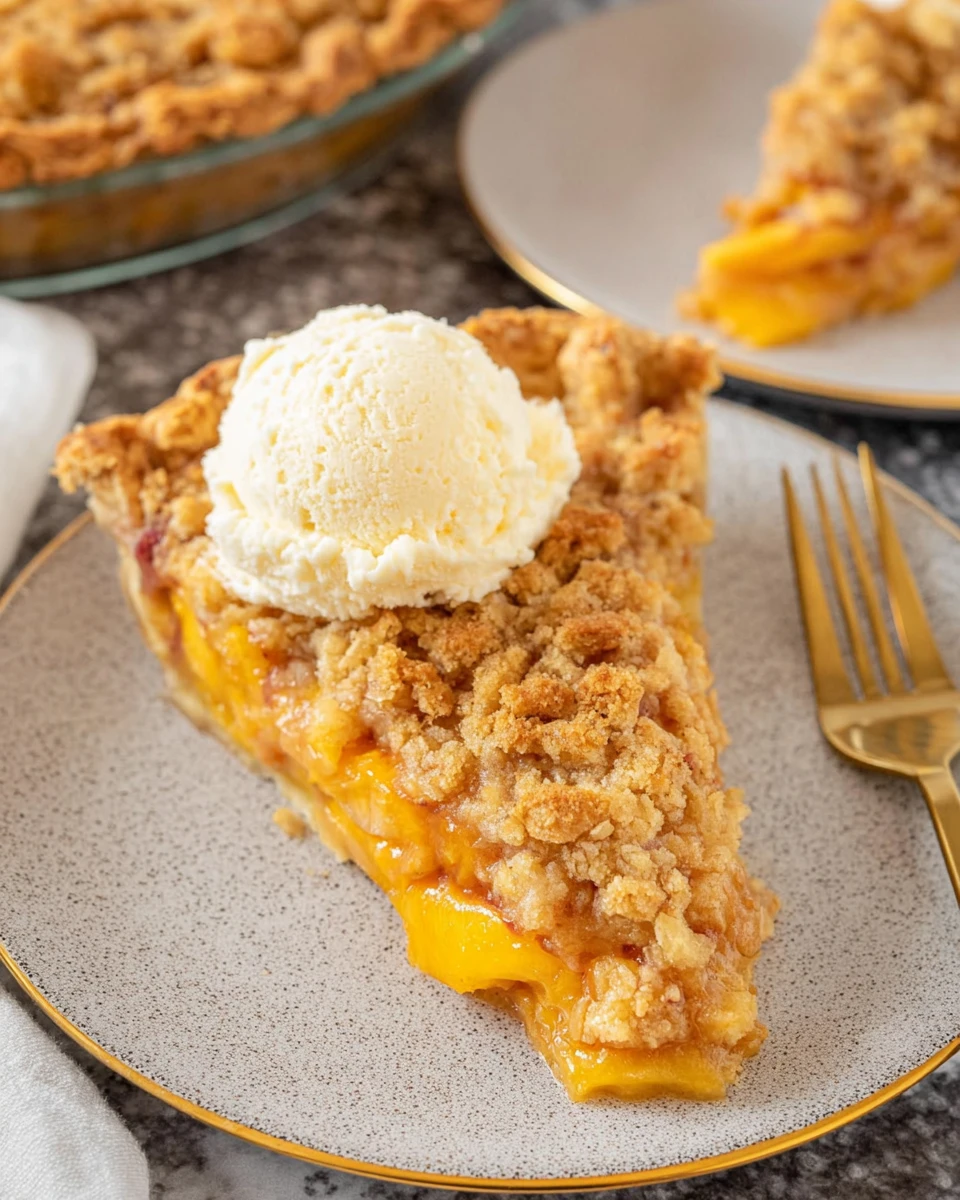 Fresh Peach Crumble Pie
