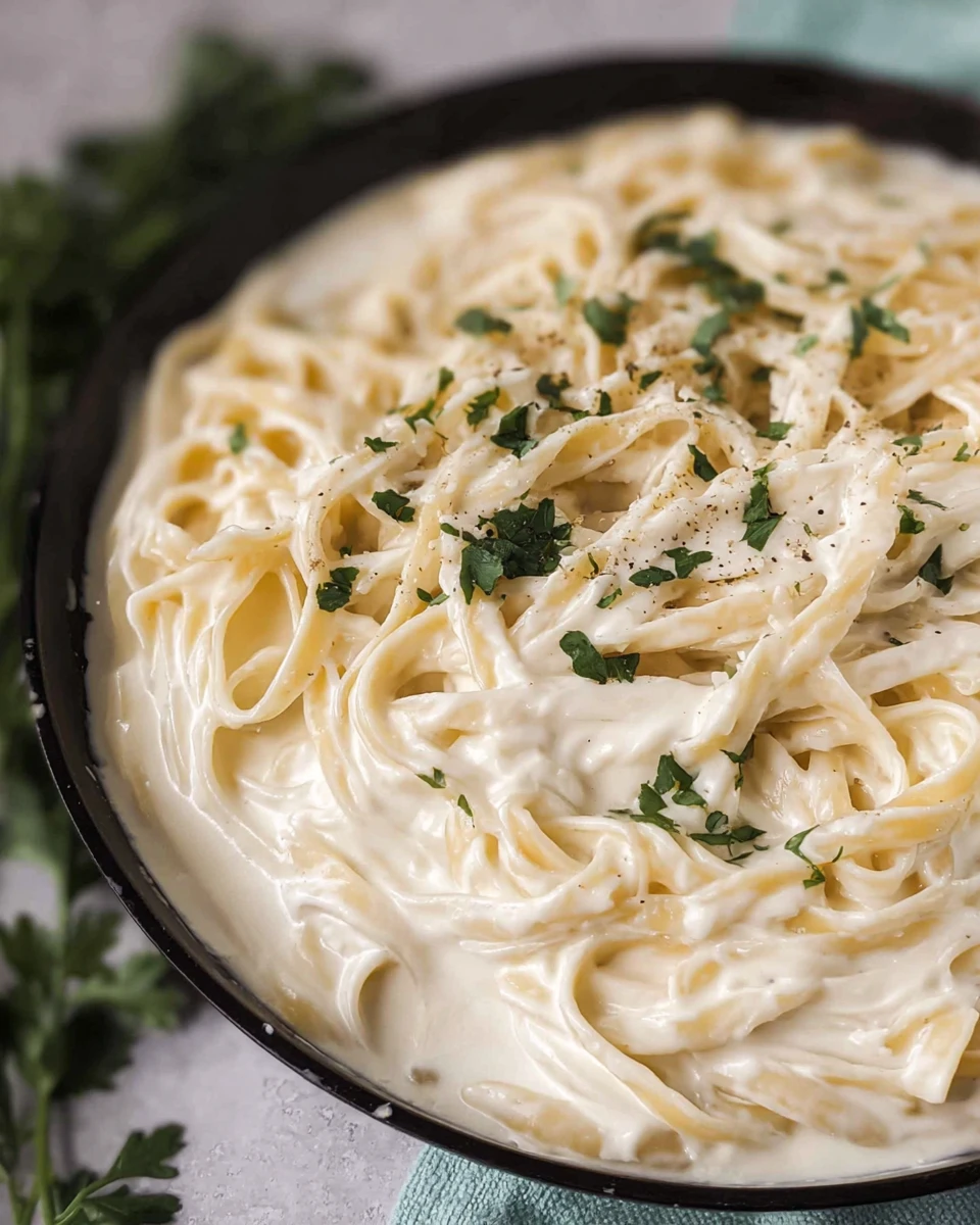 Asiago Garlic Fettuccini Alfredo