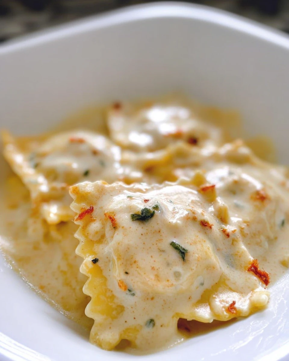 Baked Ravioli With Brown Butter Alfredo