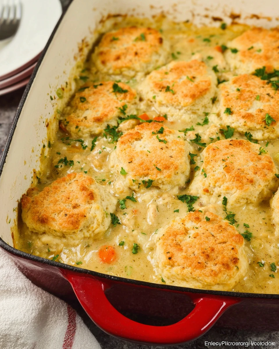 Creamed Chicken And Biscuits Casserole