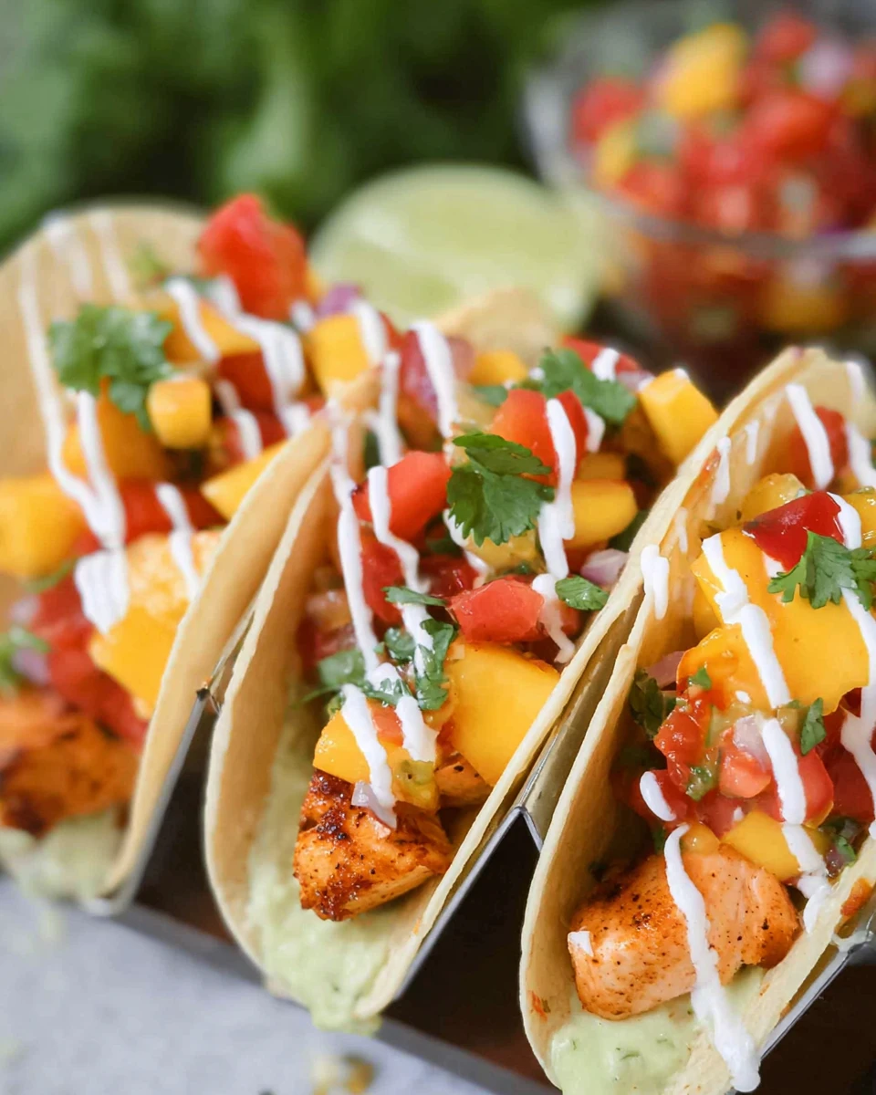 Salmon Tacos With Peach Salsa