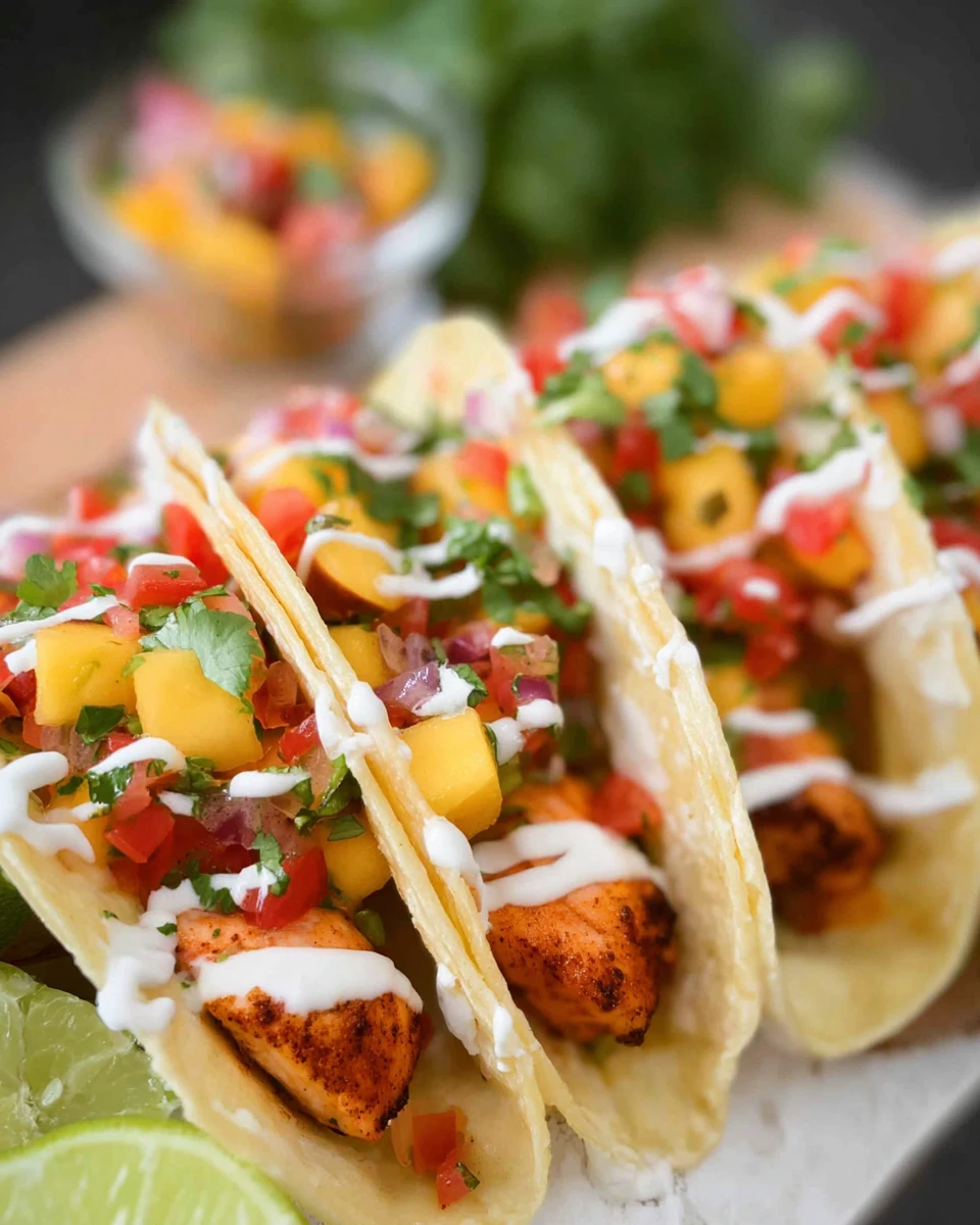 Salmon Tacos With Peach Salsa