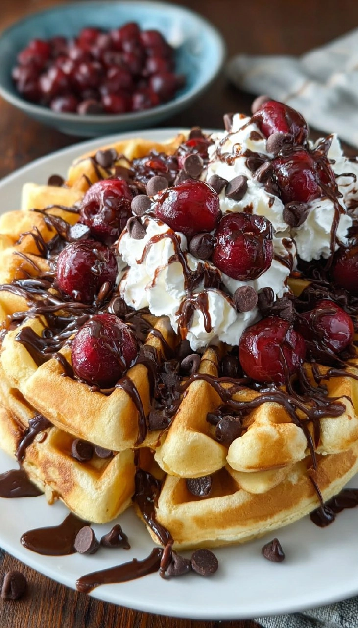 Cherry Chocolate Chip Waffles