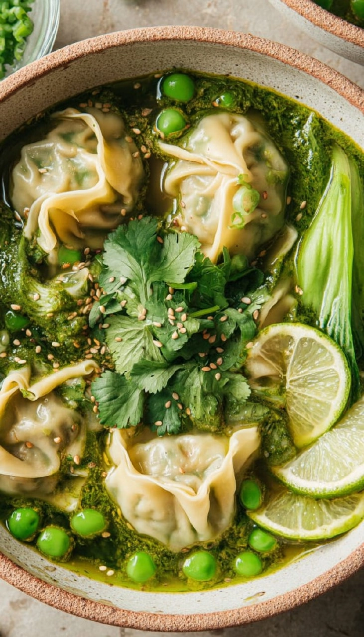 Easy Green Spring Dumpling Soup