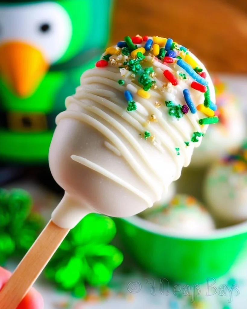St.-Patricks-Day-Cake-Pops-with-Rainbow-Sprinkles-Recipe
