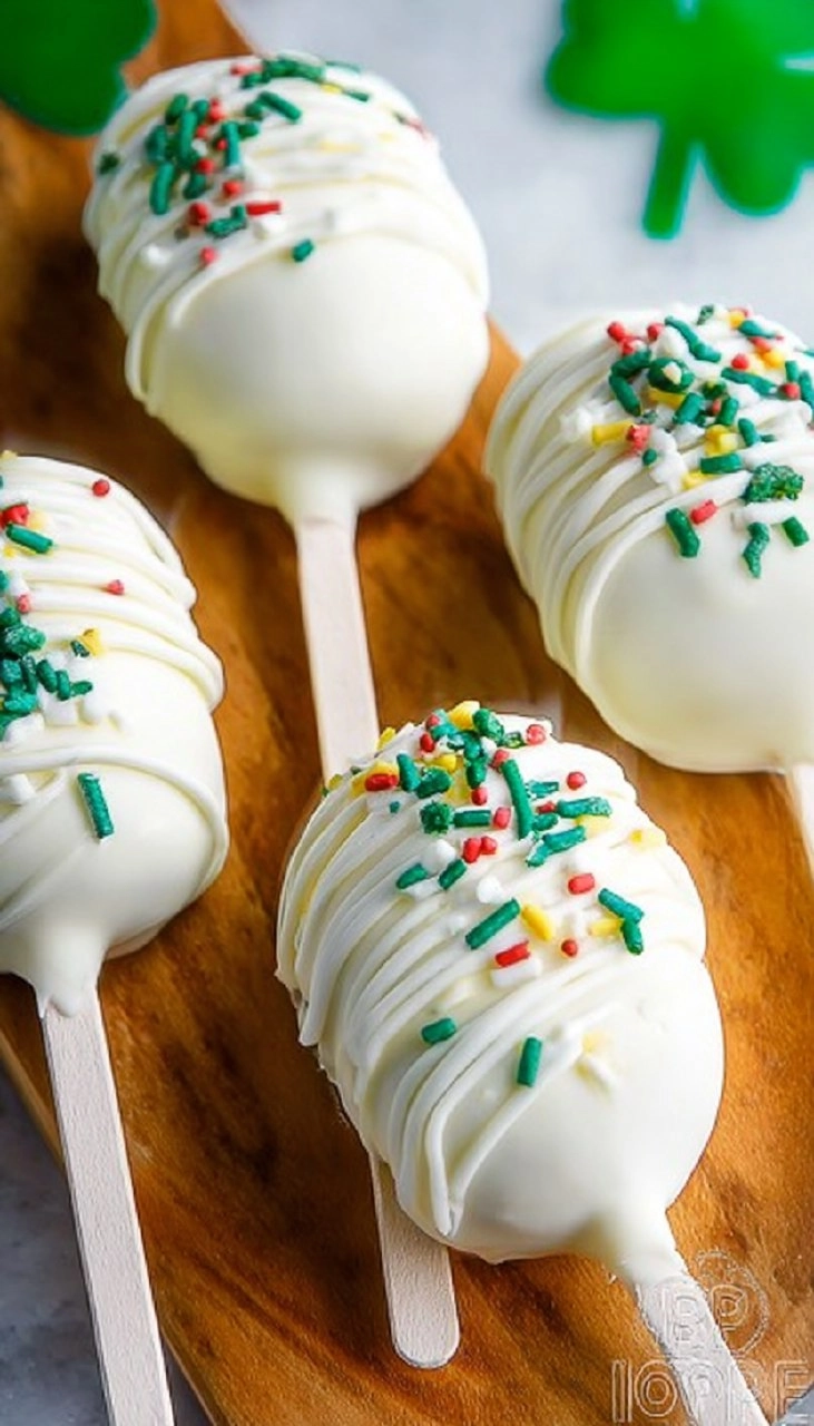 St. Patrick'S Day Cake Pops With Rainbow Sprinkles