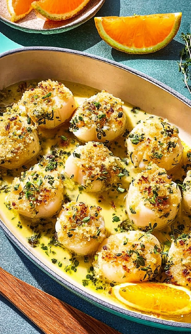 Baked Scallops With Fresh Herbs And Orange