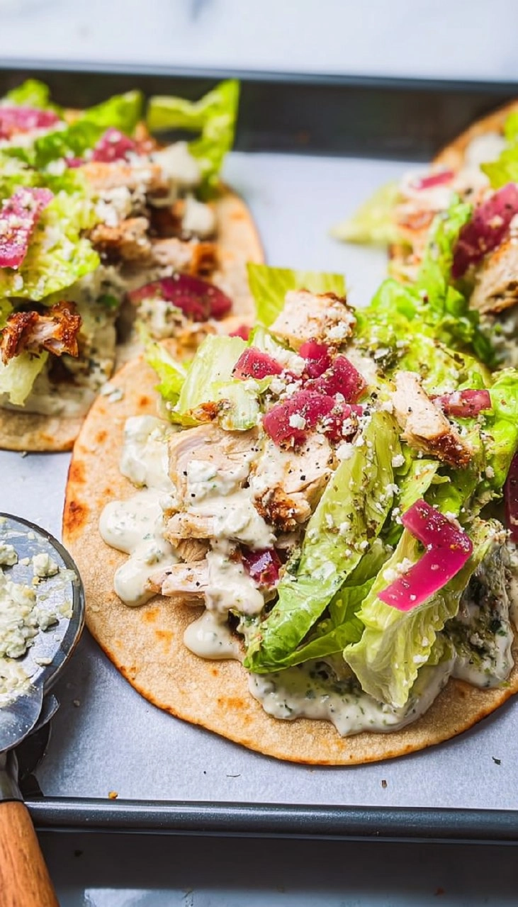 Chicken Caesar Smash Tacos