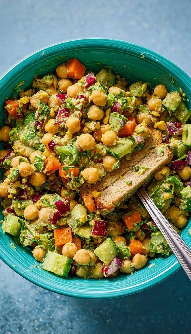 Chickpea Salad Sandwich With Fresh Veggies And Herbs