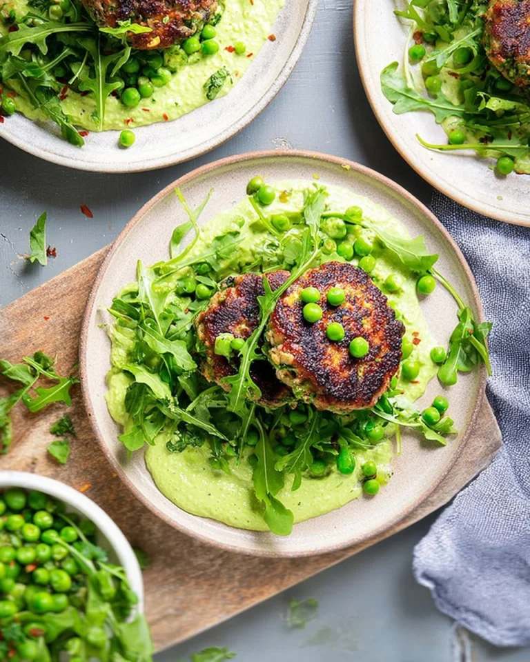 Green-Goddess-Turkey-Patties-With-Arugula-Pea-Salad-Recipe