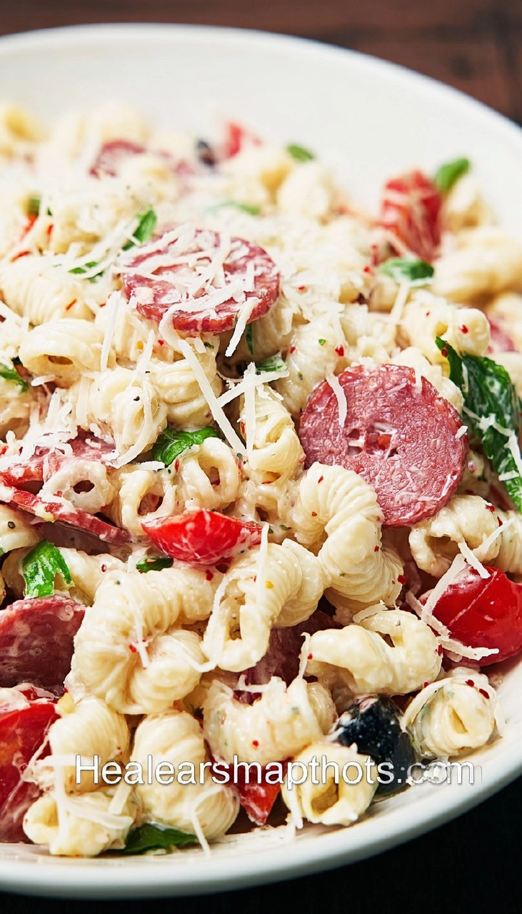 Italian Pasta Salad With Salami And Parmesan