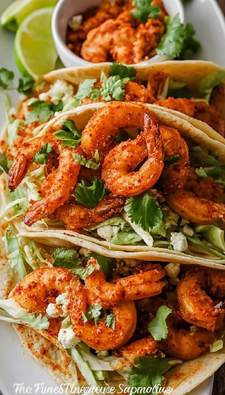 Keto Low Carb Spicy Shrimp Tacos With Slaw