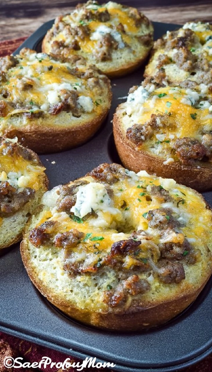 Low Carb Keto Cheddar Sausage Stuffed Bagels