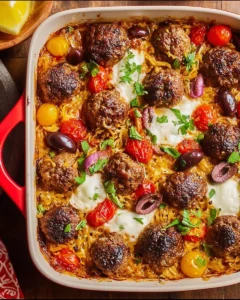 Mediterranean-Meatball-Casserole-Recipe
