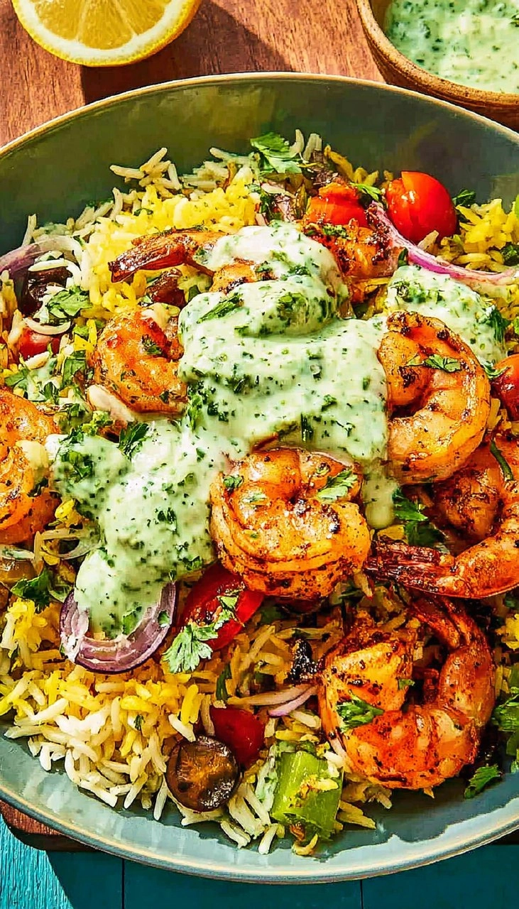 Shrimp Bowls With Lemon Rice And Green Goddess Dressing 7 Shrimp Bowls With Lemon Rice And Green Goddess Dressing