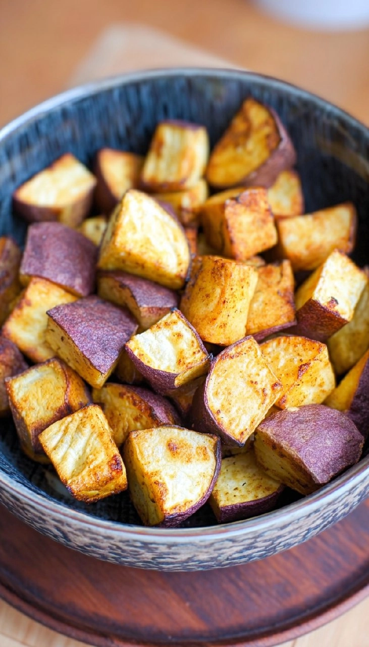 Air Fryer Japanese Sweet Potato Cubes