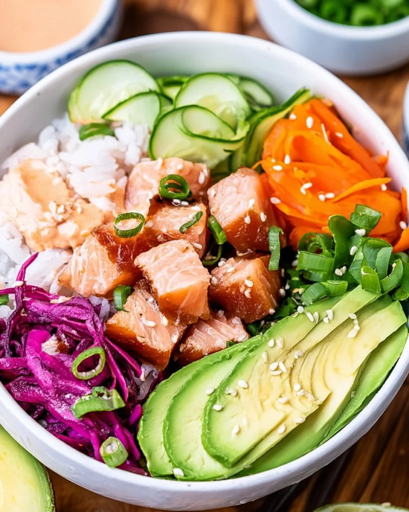 Cooked-Salmon-Poke-Bowls-With-Avocado-And-Spicy-Mayo-Recipe