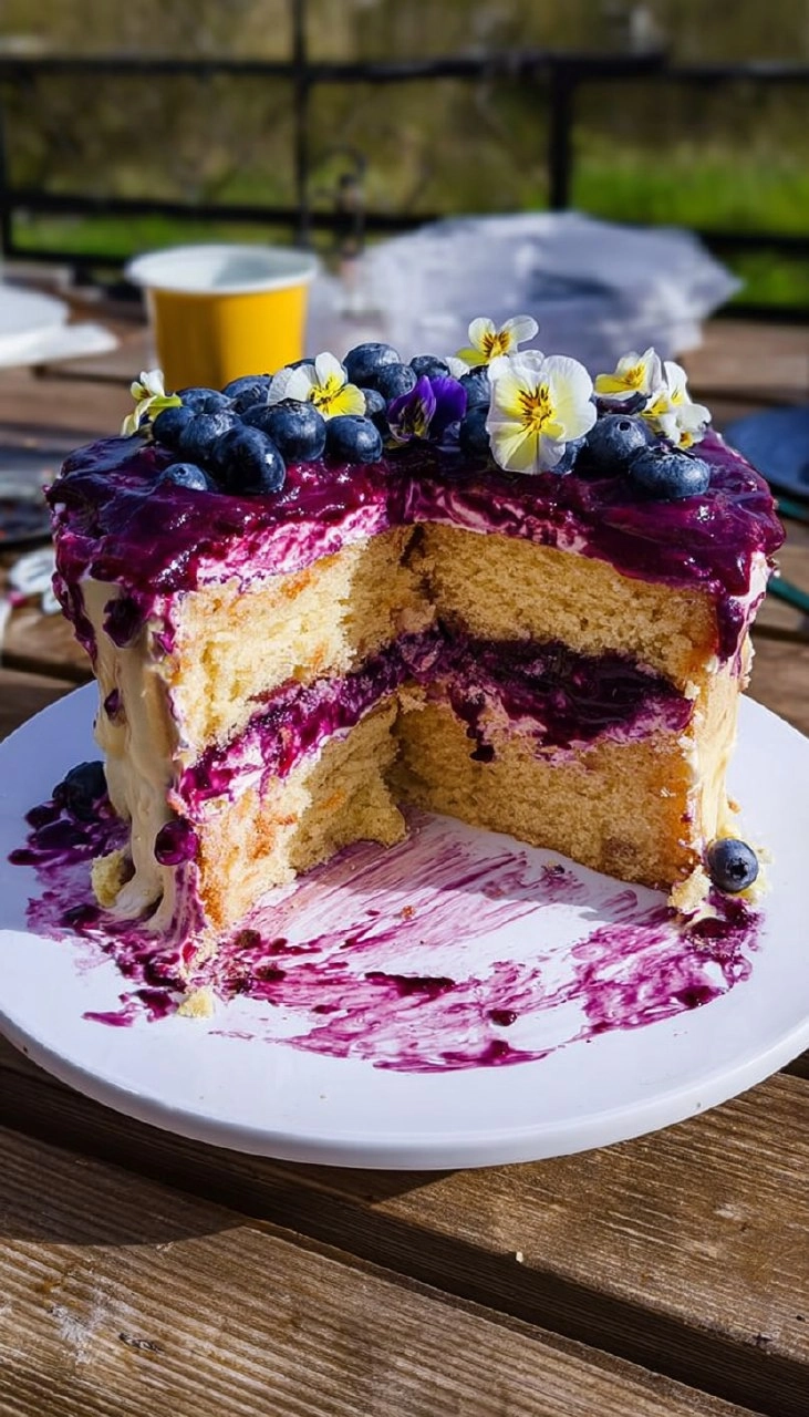 Lemon Cake With Blueberry Curd