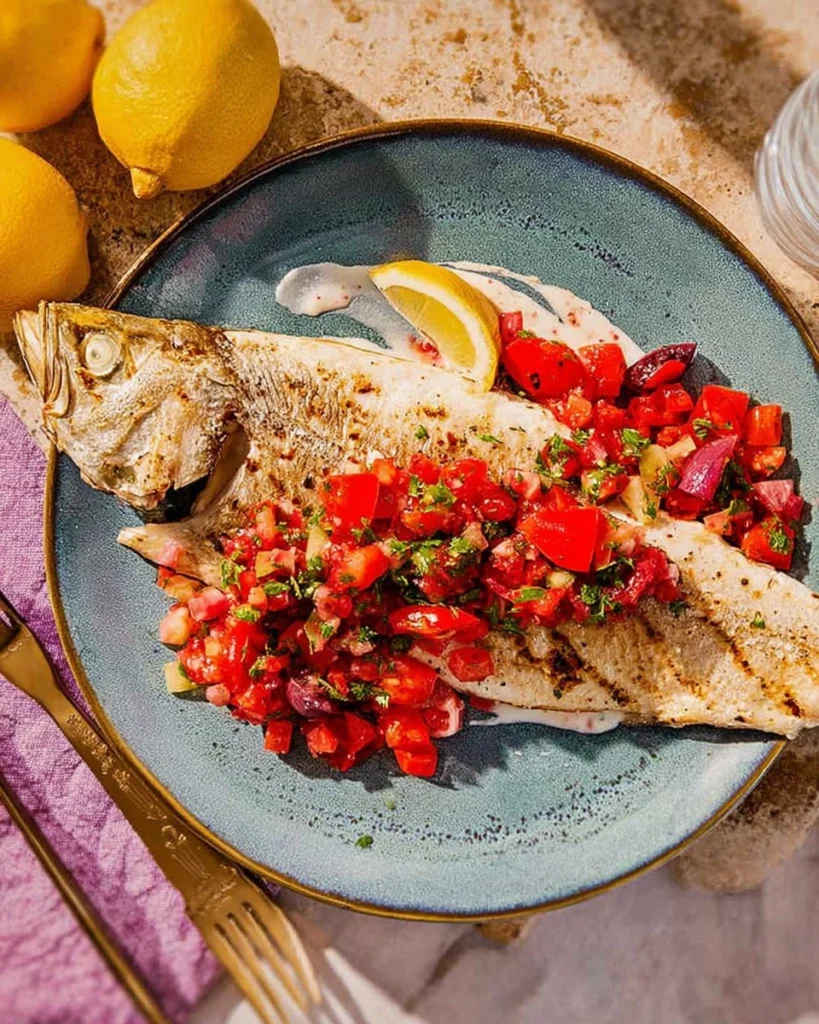 Grilled-Branzino-with-Tomato-Olive-Salsa-Recipe