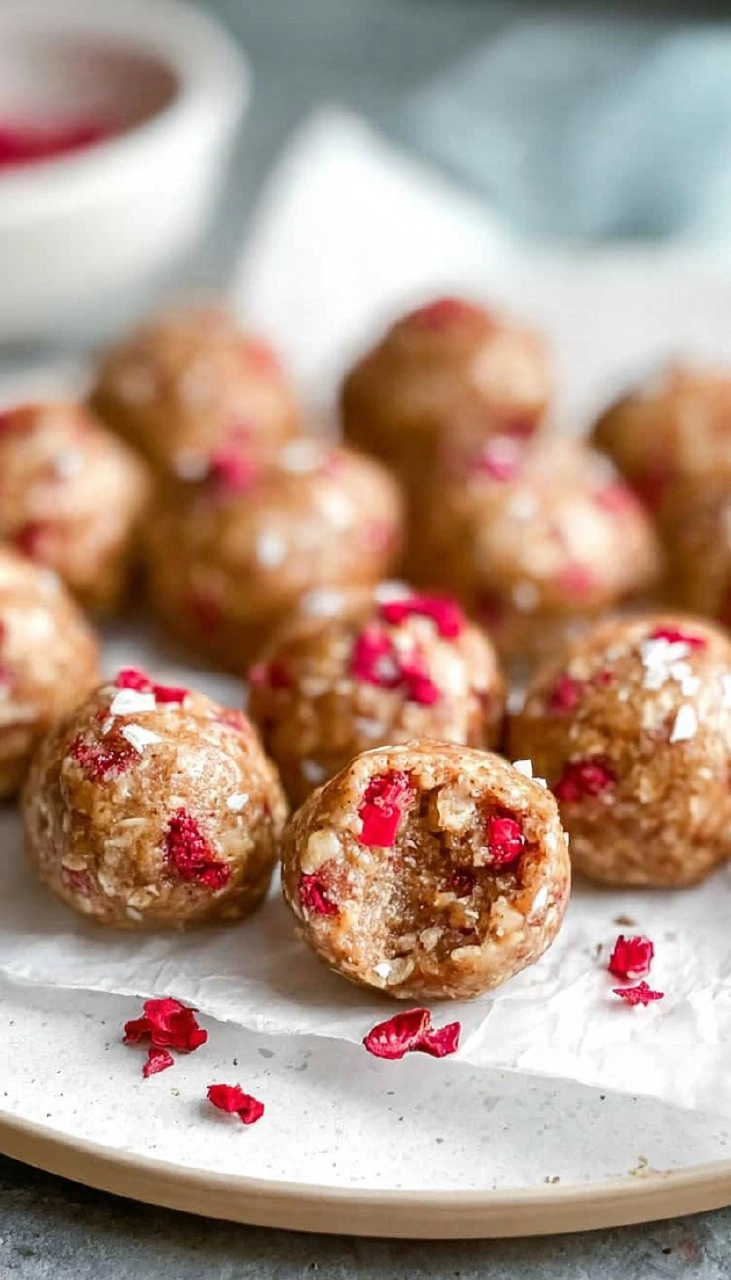 White Chocolate Raspberry Protein Balls 7 White Chocolate Raspberry Protein Balls