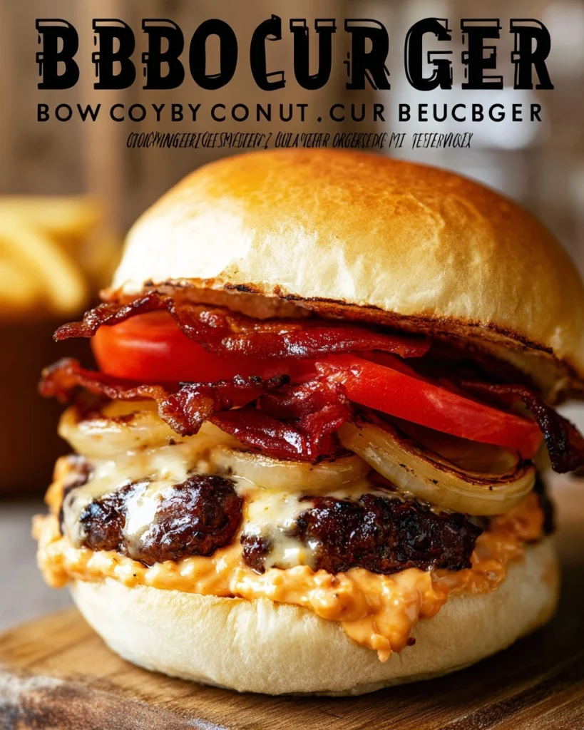 BBQ-Cowboy-Burger-with-Pimento-Cheese-Bacon-and-Grilled-Onions-Recipe