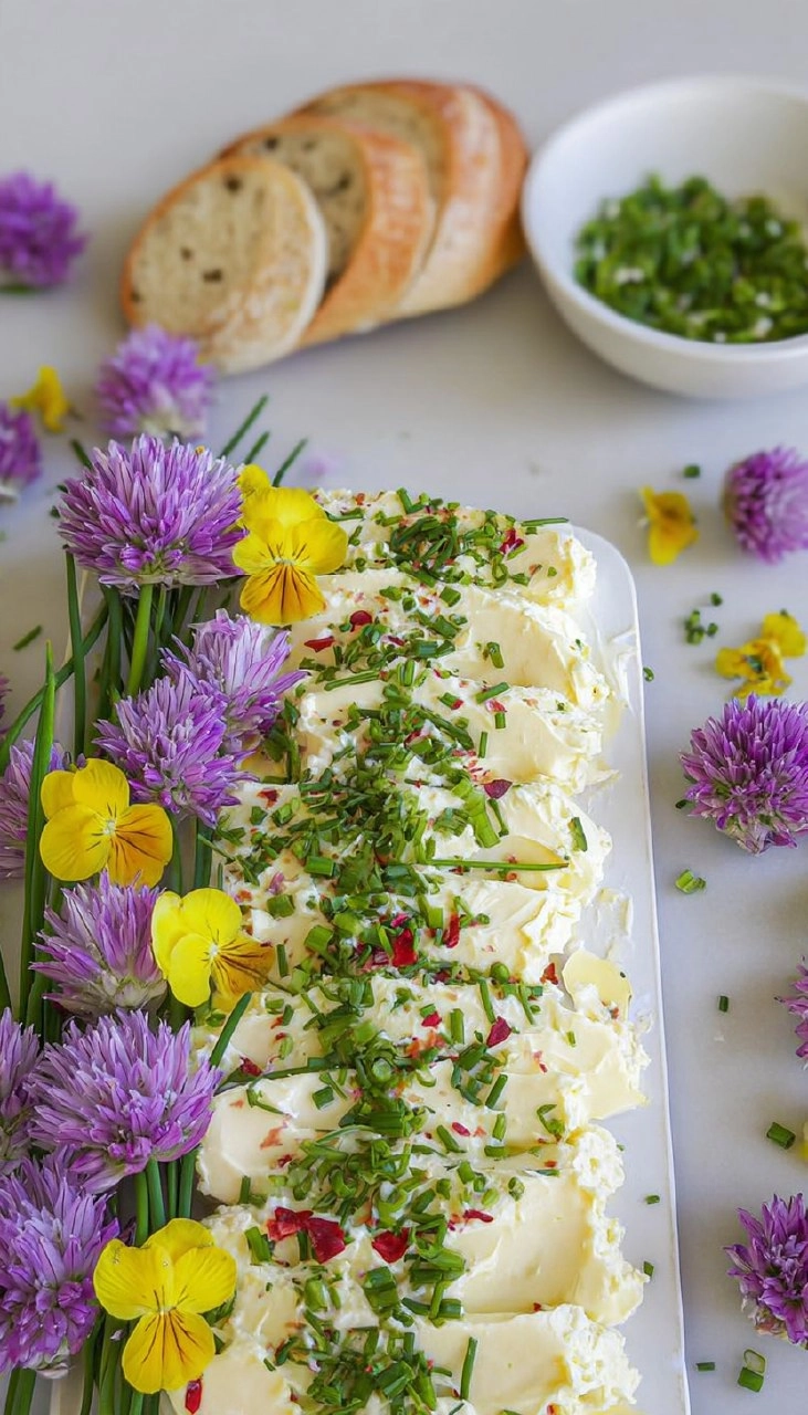 Chive Blossom &Amp; Herb Butter Board With Edible Flowers 7 Chive Blossom &Amp; Herb Butter Board With Edible Flowers