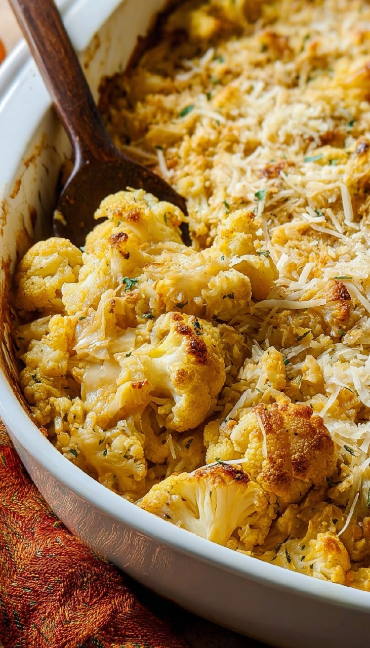 Garlic Parmesan Cauliflower Casserole