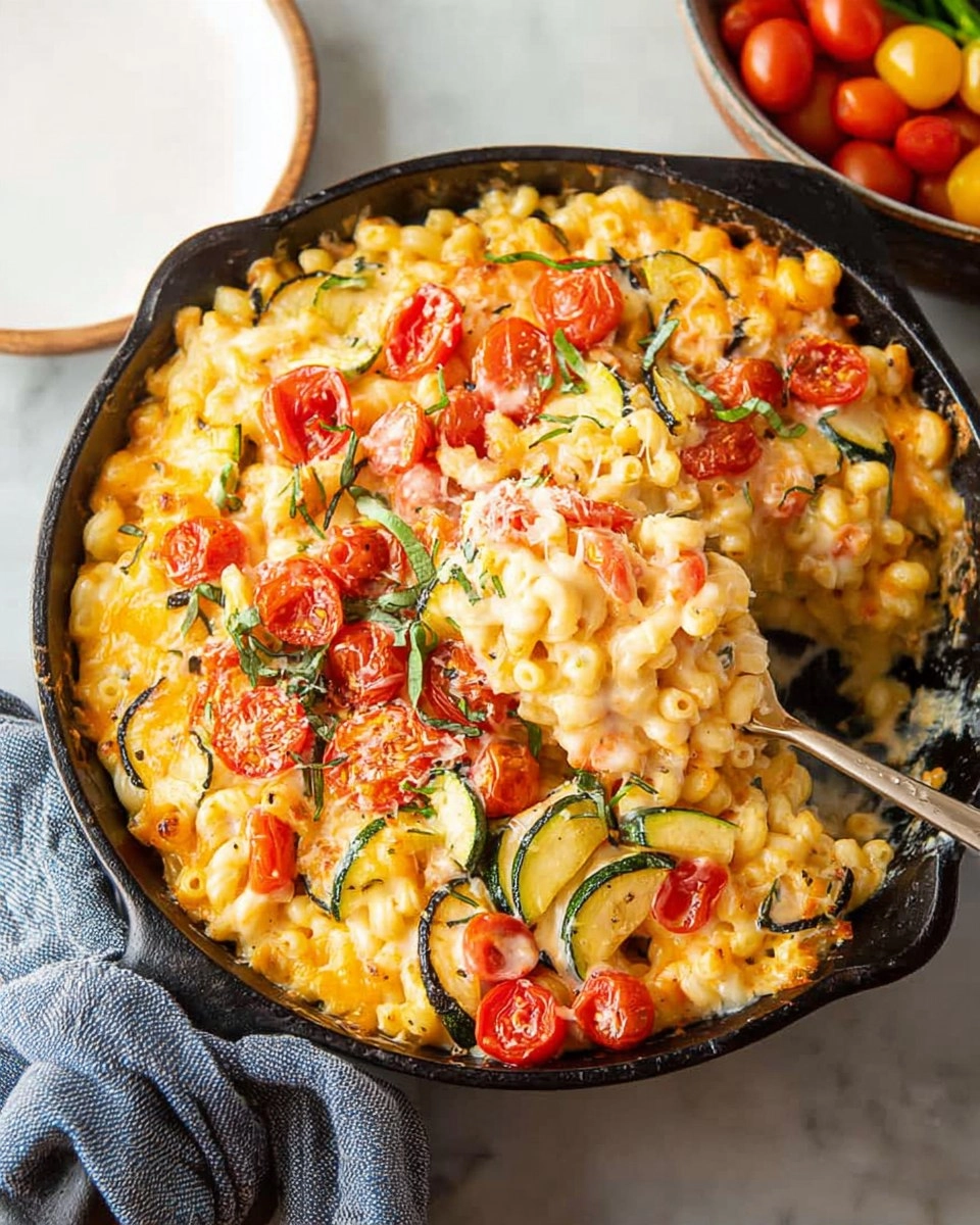 Skillet-Mac-And-Cheese-With-Tomatoes-And-Zucchini-Recipe