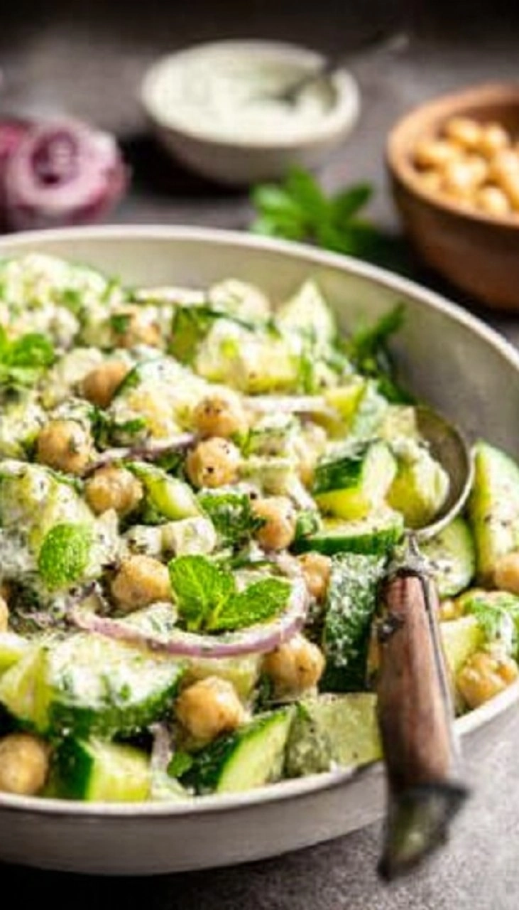 Chickpea Cucumber Salad With Mint Dressing 7 Chickpea Cucumber Salad With Mint Dressing