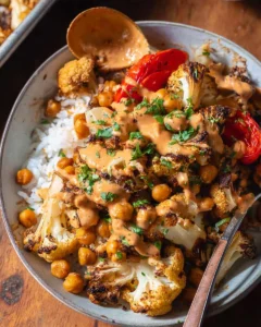 Roasted-Cauliflower-and-Chickpeas-with-Buffalo-Tahini-Recipe